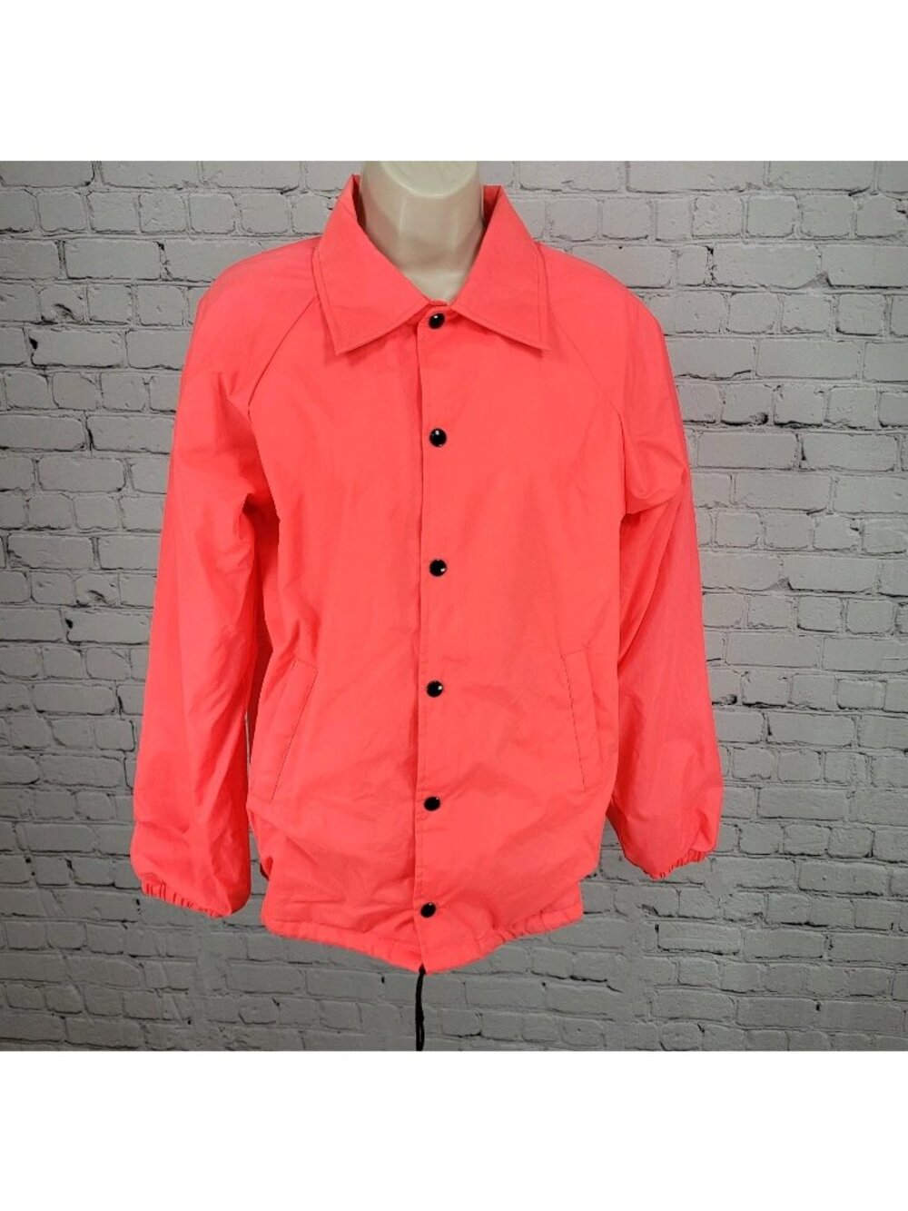 Hartwell Neon Pink Snap Lightweight Windbreaker Jacket USA Made Size Medium M